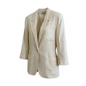 Vintage Danielle B. Cream Oversized Button Front Blazer Jacket Size Small